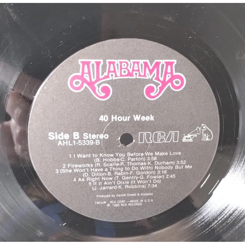 VTG 40 Hour Week Vinyl LP by Alabama RCA Records AHL1 5339  USA Used‎ 1983 Clean - Picture 9 of 9